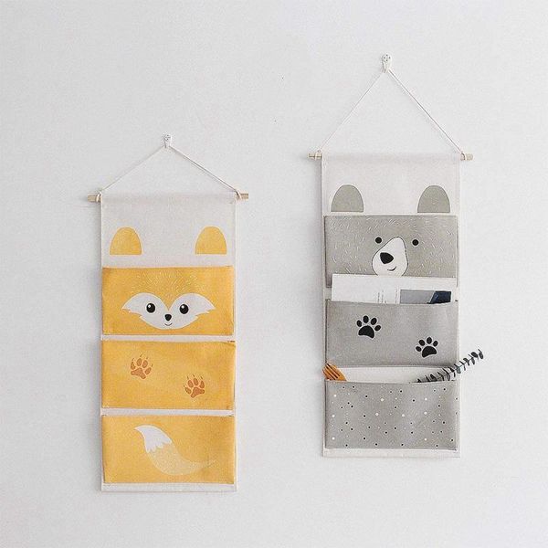 

set of 2 hanging cartoon storage bags hanging organizer with animals pattern for nursery bathroom decor