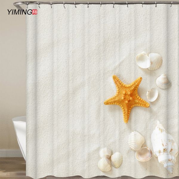 

200x180 bathroom waterproof decorative shower curtain 3d shell beach beach landscape printing polyester home decoration curtain