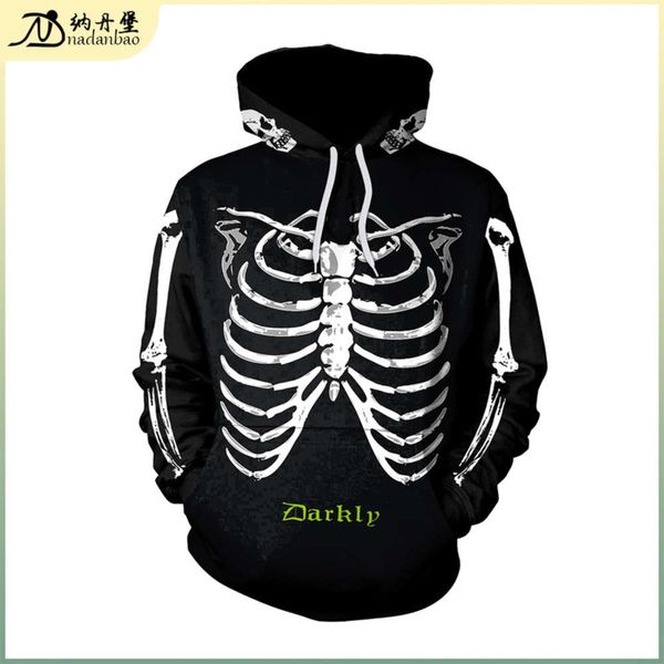 

y3d skull print hooded sweater for halloween wb101-018, Black