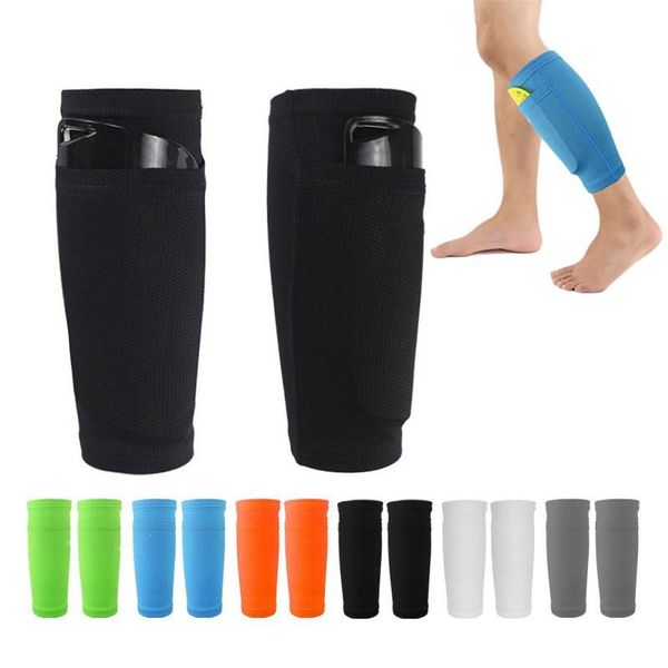 Cotovelo joelho almofadas 1Pair meias de proteção de futebol com compressão de bolso mangas de bezerro para shin respirável esporte detentores jovens adulto