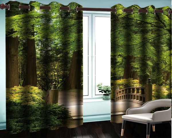 

3d p curtain 3d living room curtain green and beautiful forest park romantic landscape modern decoration 3d blackout curtains