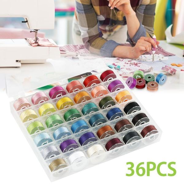 

36pcs transparent bobbin case with line thread rolls set needle stitching line case sewing tools embroidery sewing tools1, Black