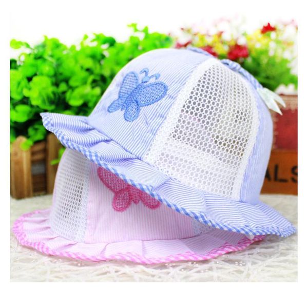 

trendy outdoor baby girls boys toddlers butterfly cotton summer sun hats caps trendy qylean, Yellow