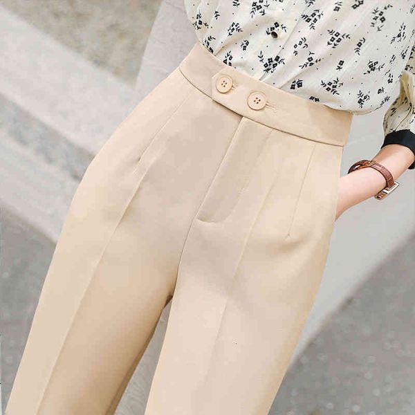 

women's pants & capris women casual solid spring tender female pant button high waist pockets harem elegant ladies p36 breeches q2oq, Black;white