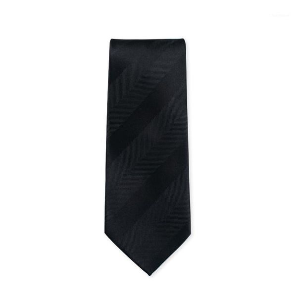 

2020 brand new fashion men 7cm striped black necktie official business formal suit neck tie for men with gift box1, Black;gray