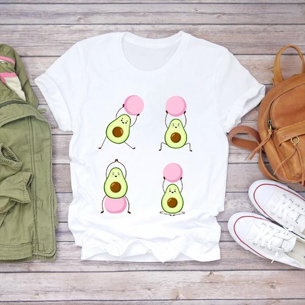 

women t shirts cartoon avocado fruit short sleeve funny 90s womens graphic t ladies print lady shirt female tee shirt, White