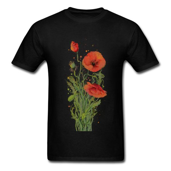 

michael myers young short sleeve red poppies watercolor summer plain crazy crew neck s sport hooded sweatshirt hoodie men t shirt