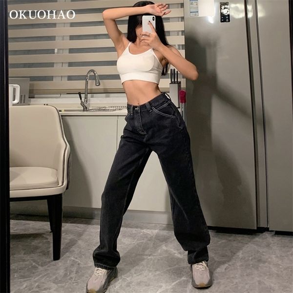 

jeans woman high waist new wide leg female pants straight loose black mom pants fashion baggy boyfriend jean women trousers 210203, Blue