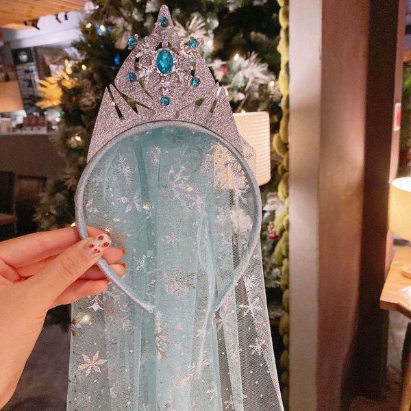 

korean children crown veil headband girls bow hairhead princess veil girl crown headdress accessories, Slivery;white
