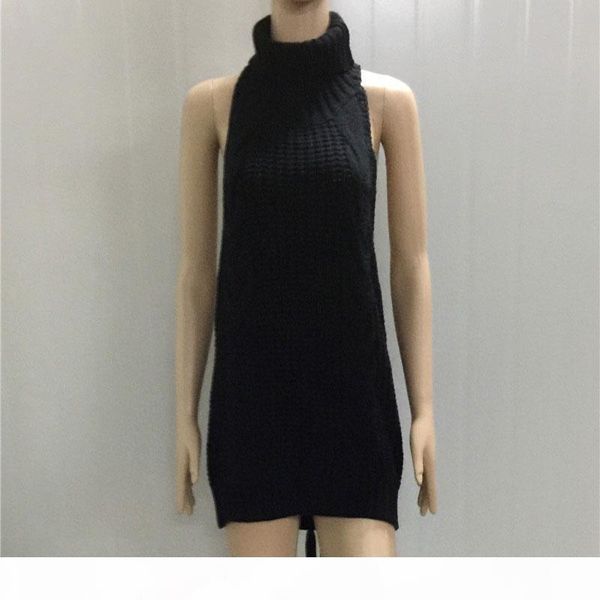

summer new turtleneck sleeveless long virgin killer sweater japanes knitted backless women sweaters and pullovers, White;black