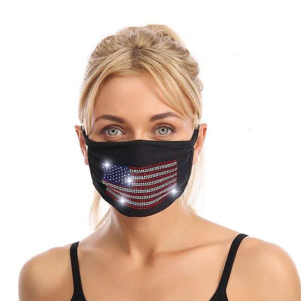 

2021 sparkly rhinestone cycling mask elastic reusable washable fashion masks bandana face decor women jewelry 2 nb4du, Black