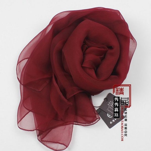 

wine red women spring and autumn big long winter mulberry silk hangzhou scarves korean version versatile solid color, Blue;gray