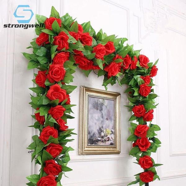 

strongwell nordic ins artificial rose fake flower vine silk cloth wedding arch flower rattan wall home decoration accessories1