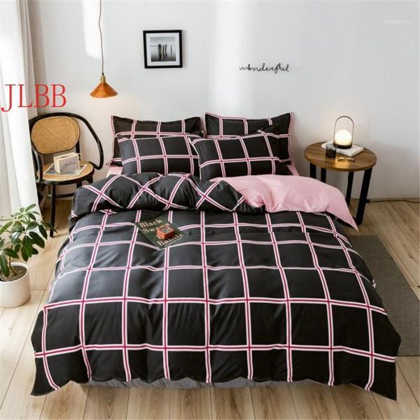 

2021 new summer pink bedding set 3/4pcs duvet cover set european style grid bed fruit fresh bedclothes flat sheet king queen1