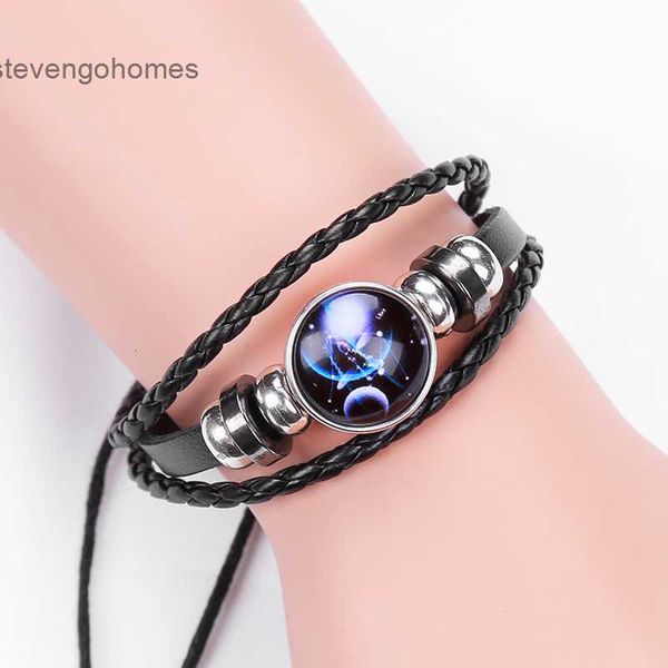 

12 layer lovers' constellations multi hand woven rope luminous punk cowhide star bracelet, Silver