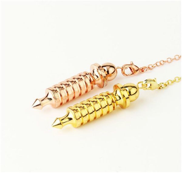 

dowsing pendulum metal healing divining scrying point ball coil copper pendulum chains pendant charm wicca fashion reiki qylwmq, Black