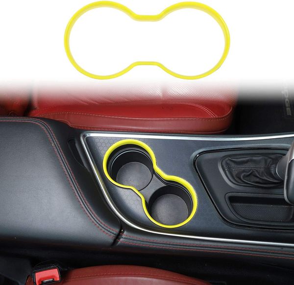 

abs yellow front cup holder trim dcoraion for dodge challenger 2015+ auto interior accessories
