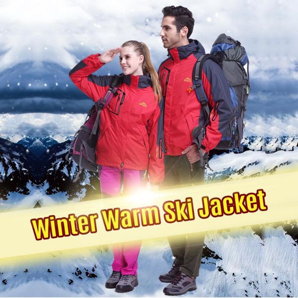 

men women windbreaker mountain waterproof windproof ski jacket inner fleece warm outdoor coat camping hiking skiing softshell, Blue;black