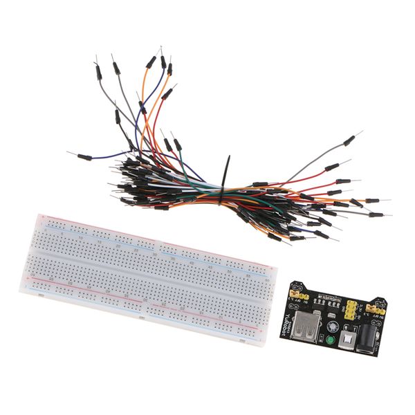 

830 tie points solderless breadboard + power supply module + jumper cables