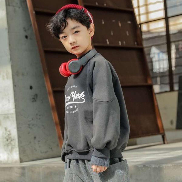 

with autumn plush 20 children's thickened sweater wool collar and fake two korean winter long sve underpants fashion boy, Black