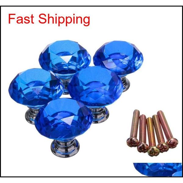 

5pcs/set 30mm diamond crystal cupboard cabinet dresser drawer wardrobe door knob pull h qylevj yh_pack