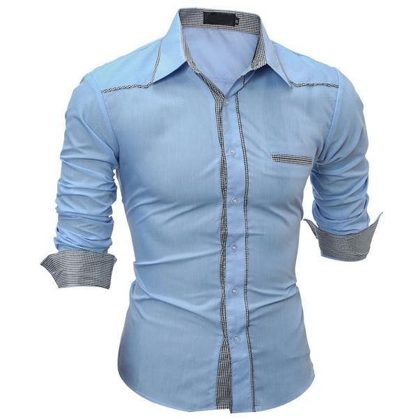 

men's stylish plaid patchwork men's slim fit long-sleeve shirts, White;black