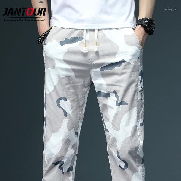 

mens cotton casual pants camouflage drawstring pocket sports trousers white casual beam feet pants man fitness joggers male1, Black
