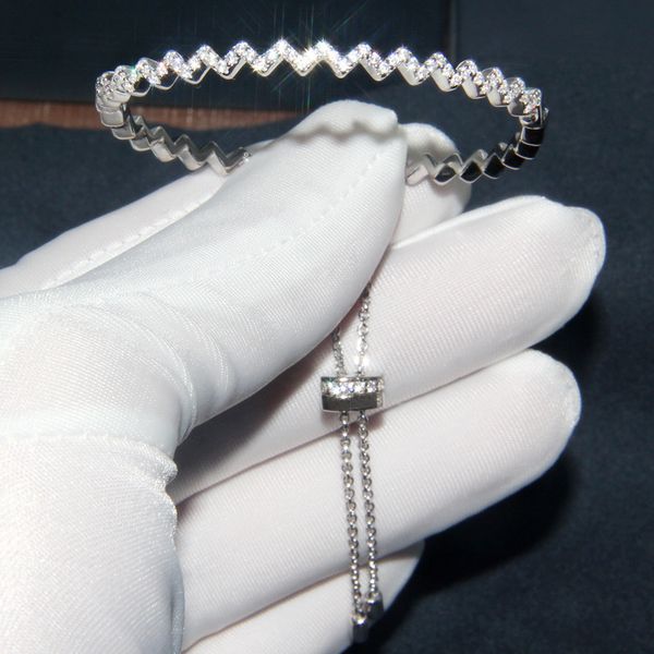 

a family s925 sterling silver bracelet women's diamond water wave simple jewelry personality, Golden;silver