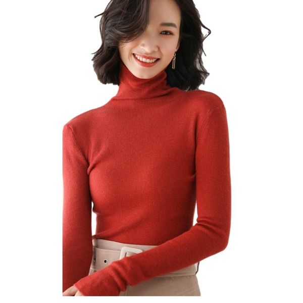 

woman's winter 100% cashmere sweaters autumn leisure warm long sleeve knitted pullovers female solid color thickening turtleneck, White;black