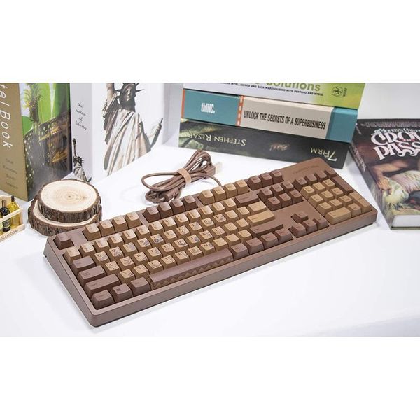 

epomaker ajazz chocolate cubes 104 keys mechanical keyboard with cherry mx switch, thermal sublimation printing pbt keycaps for