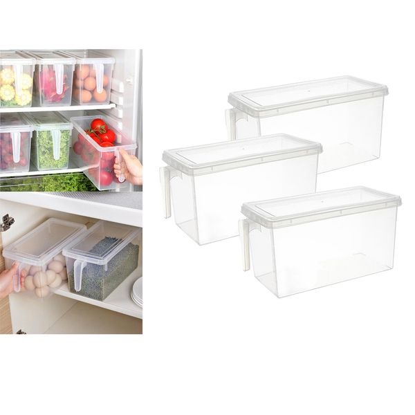 

3xplastic storage bin box refrigerator food container kitchen fridge er