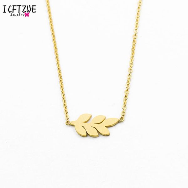 

pendant necklaces handmade jewelry gold colour kolye stainless steel chains laurel leaf statement necklace for women bff bridesmaid gift, Silver