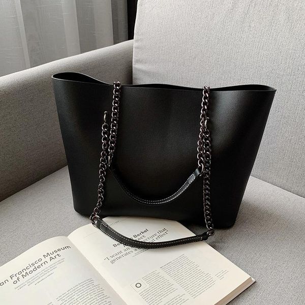 

large capacity shoulder bags for women 2021 quality pu luxury designer chain strap handle tote travel handbag bolsos grandes