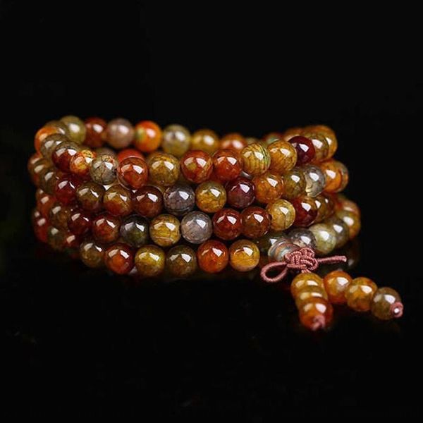 

enxaz small commodity buddha buddha pearl beads beads natural dragon agate agate 108 bracelet bracelet tibetan pattern string s6e50, Golden;silver