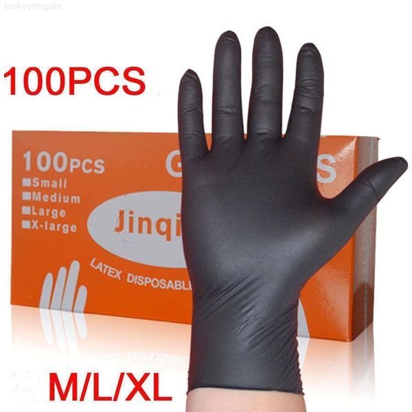 

mechanic washing 100pcs/set real leshp disposable cleaning household black nitrile laboratory nail art anti-static glove