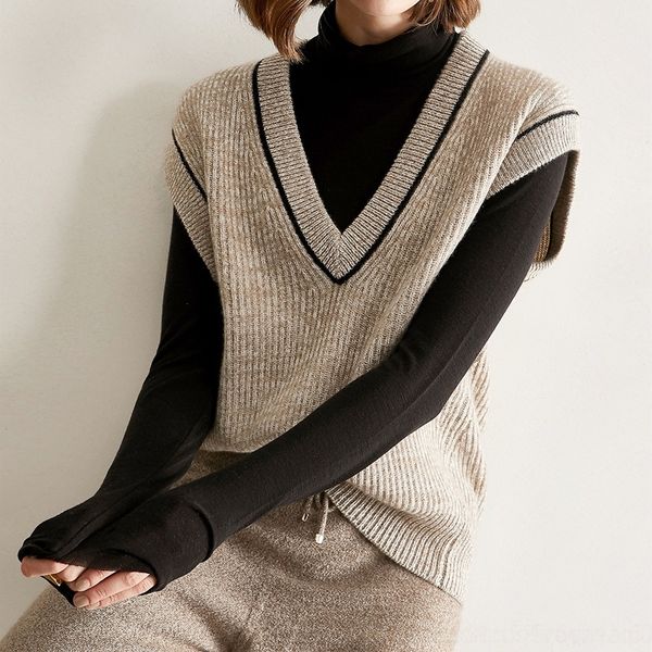 

gpuz0 european 2020 sweatervest autumn and winter wool swea women's outerwear sweater coat new color short sweaterloose matching cashme, White;black