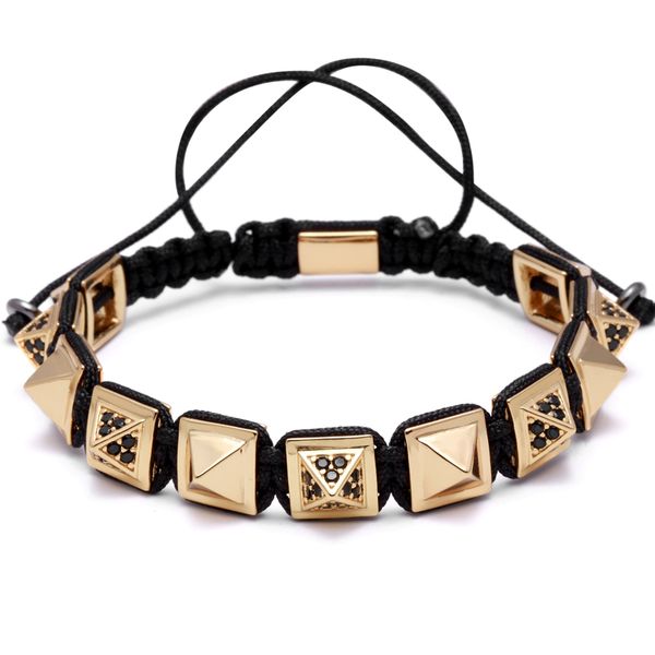 

mcllroy pyramid connector square beads braiding men macrame bracelet & bangle braiding macrame bracelet woman charm cx200731, White