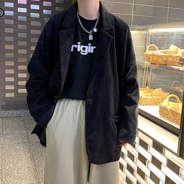 

men's suits & blazers hong kong style trendy loose suit ins korean casual wild fashion striped youth jacket men, White;black