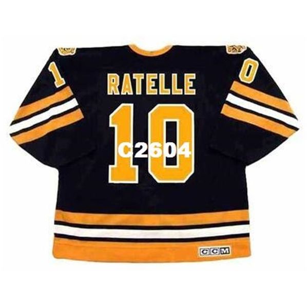 

mens #10 jean ratelle boston bruins 1978 ccm vintage retro away hockey jersey or custom any name or number retro jersey, Black
