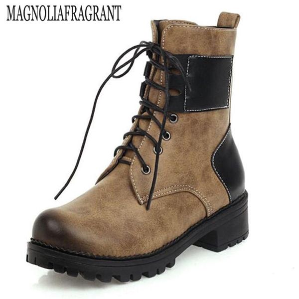 

boots ladies autumn and winter classic retro non-slip women shoes casual women's front tie large size short hy1010, Black