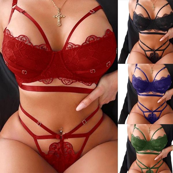 

bras sets women underwear set lingerie letter printed bra briefs bralette thong 2 pcs sleepwear, Red;black