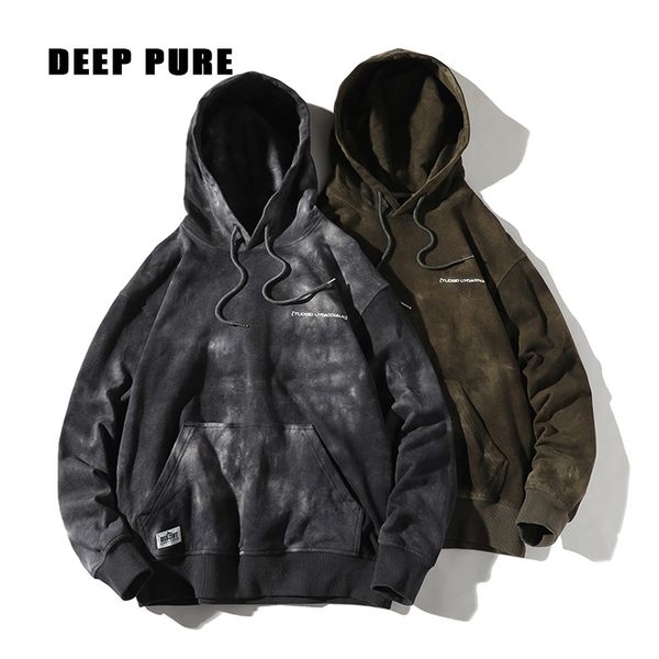 Tie Dye Mens Hoodies Green Oversized Harajuku Outono Mearrão Meetshirt Streetwear Manga Longa Hoodie Homens Casual Camo 201104