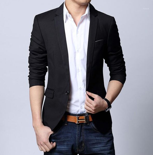 

2018 spring new men's small suit korean slim type suits solid color youth casual england single suits mens black blue m - 3xl1, White;black