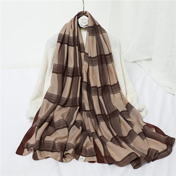 

2020 women plaid scarf soft cotton shawls and wraps print foulard hijab head scarves lady beach stole pashmina bandana wmtoik bdesybag, Blue;gray
