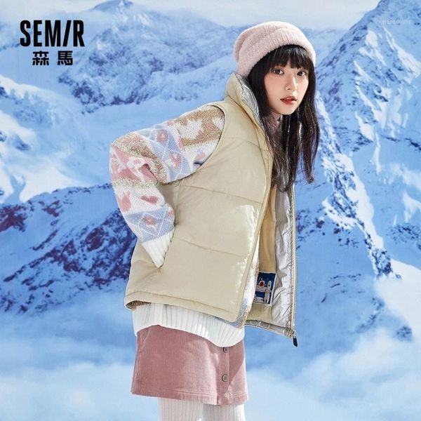

semir vest women 2020 autumn and winter new waistcoat korean loose waistcoat female warm vest stand collar clothes1, Black;white