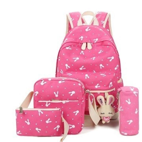

4 pcs/set school bags for teenagers girls schoolbag large capacity ladies women school backpack cute printing student book bags y200706