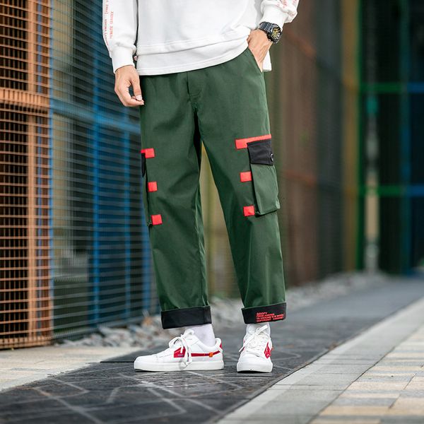 

2021 new hip hop harem black spring male green autumn pocket fashionable joggers sweatpants sweat pants 2jet