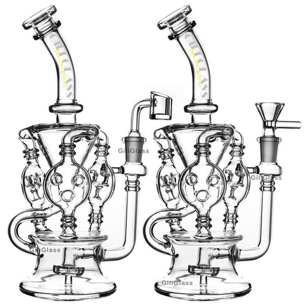 RECYCLER Vidro Bongo Tornado Percolador Tubulações de Água Aplogas de óleo com tubos de cera inebriante Bangs Quartz Banger ou tigela Dabber Prego vendido cachimbo de água