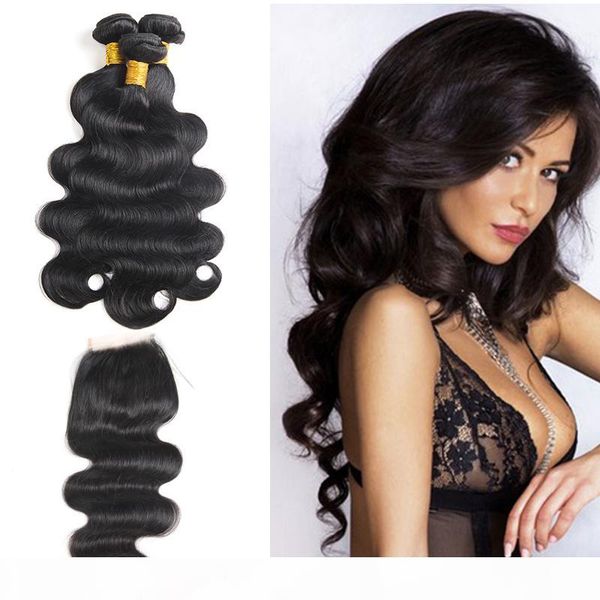 

mink brazillian body wave hair weave peruvian indian malaysia raw virgin human hair bundles with closure brazilian human hair extension, Black;brown