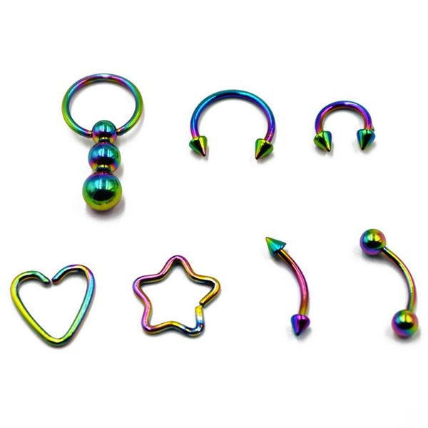 

bog-16g surgical steel horseshoe circular bead closer ring tongue barbell earring belly navel ring set body piercing jewelry q sqchlu, Silver